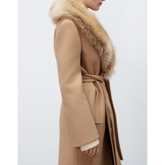 NWT Zara Italian wool faux fur collar belted coat bloggers fav - Picture 11 of 16
